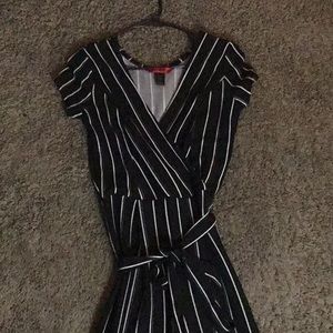 A black and white romper.